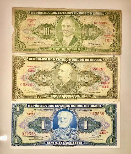 BRAZIL SET,,,10 CRUZEIROS , 5 CRUZ & 1 CRUZEIRO 1944-1960( 1 BID TAKES ALL)