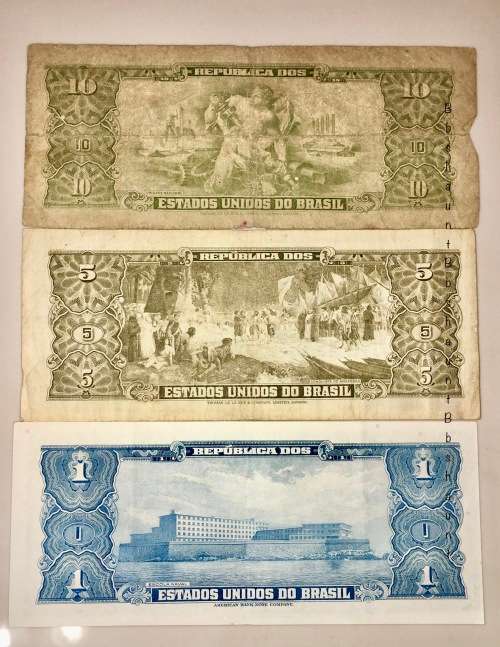 BRAZIL SET,,,10 CRUZEIROS , 5 CRUZ & 1 CRUZEIRO 1944-1960( 1 BID TAKES ALL)