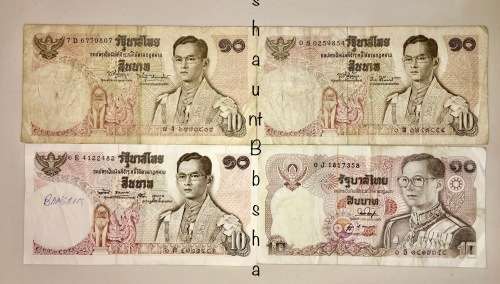 THAILAND SET OF 4 DIFFERENT GOVERNOR'S 10 BAHT 1969-1980