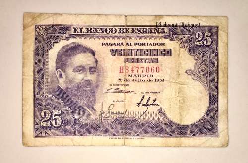 SPAIN 25 PESETAS 1954