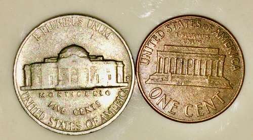 U.S.A SET,,,,,5 CENT (JEFFERSON NICKEL) & 1 CENT (LINCON PENNY) 1961 BOTH DENVER MINT