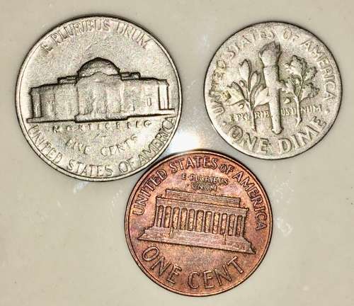 U.S.A SET,,,,1 DIME (ROOSEVELT) , 5 CENT (JEFFERSON NICKEL) & 1 CENT (LINCON ) 1966