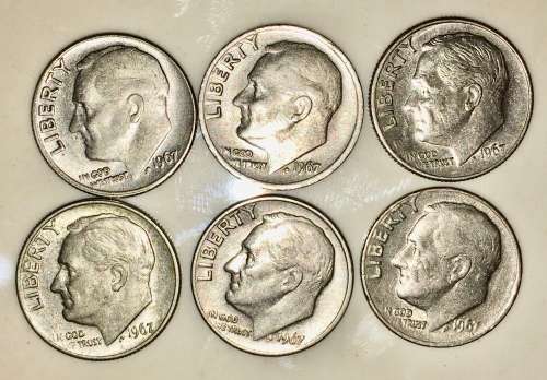 U.S.A ,,,1 DIME-,10 CENT (ROOSEVELT)1967 (BID PER COIN)