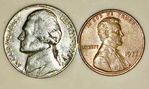 U.S.A SET,,,,,5 CENT (JEFFERSON NICKEL) & 1 CENT (LINCOLN ) 1977