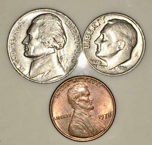 U.S.A SET,,,,,5 CENT (JEFFERSON NICKEL) & 1 CENT (LINCOLN ) 1978
