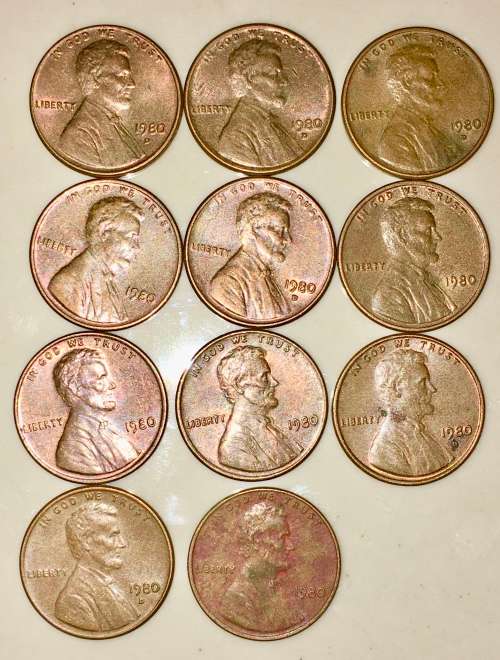 U.S.A ,,,,1 CENT (LINCOLN)1980 (BID PER COIN)