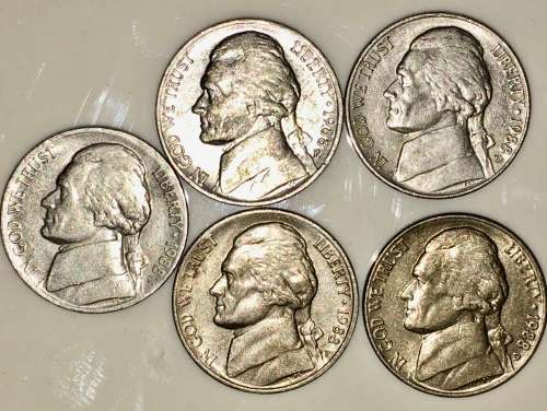 U.S.A,,,,,5 CENT (JEFFERSON NICKEL) 1988(BID PER COIN)