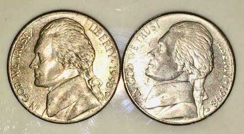 U.S.A 5 CENT (JEFFERSON NICKEL) 1998(BID PER COIN)