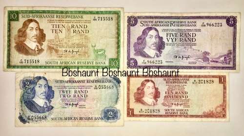 COMPLETE SET OF TW DE JONG & DECIMALS R10 -R1 ,,, 1967-1975( 1 BID TAKES ALL)