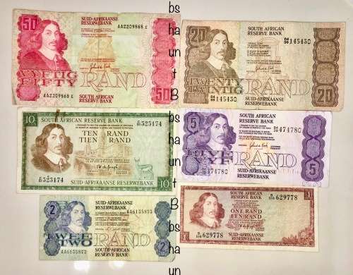 SET OF DECIMALS & VARIOUS GOV R50 TO R1,,,1967-1990s ( 1 BID TAKES ALL)