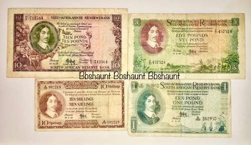 COMPLET SET OF MH.DE KOCK 10 POUND TO 10 SHILLINGS 1952-1959,,,  ( 1 BID TAKES ALL)
