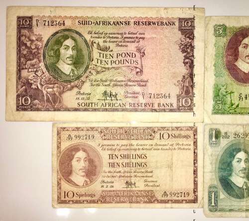 COMPLET SET OF MH.DE KOCK 10 POUND TO 10 SHILLINGS 1952-1959,,,  ( 1 BID TAKES ALL)
