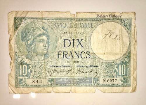 FRANCE 10 FRANCS 1918