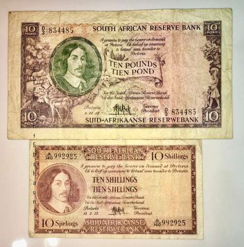 SET OF MH DE KOCK 10 POUND  & 10 SHILLINGS 1957(1 BID TAKES ALL)