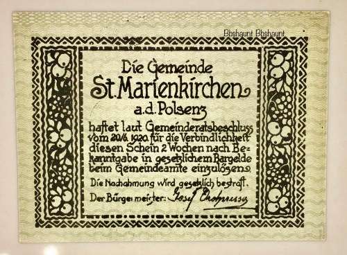 AUSTRIA ,,,50 HELLER ST. MARIENKIRCHEN 1920 CRISP UNC  NOTGELD(EMERGENCY MONEY)