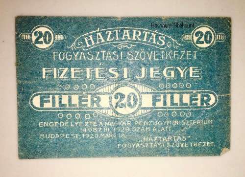 AUSTRIA 20 FILLER HAZTARTAS AUSTRO-HUNGARY 1920 CRISP UNC NOTGELD(EMERGENCY MONEY)