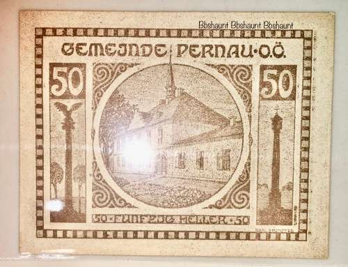 AUSTRIA  ,,,50 HELLER PERNAU 1920 UNC NOTGELD (EMERGENCY MONEY)