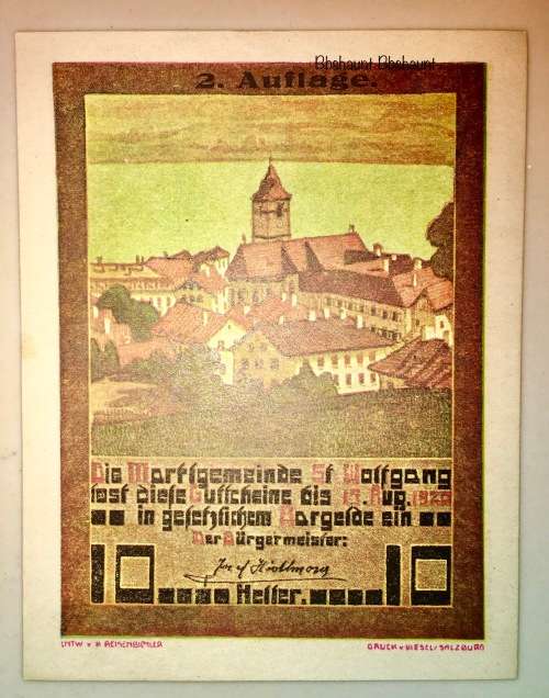AUSTRIA  ,,,10 HELLER ST WOLFGANG 1920 UNC NOTGELD (EMERGENCY MONEY)