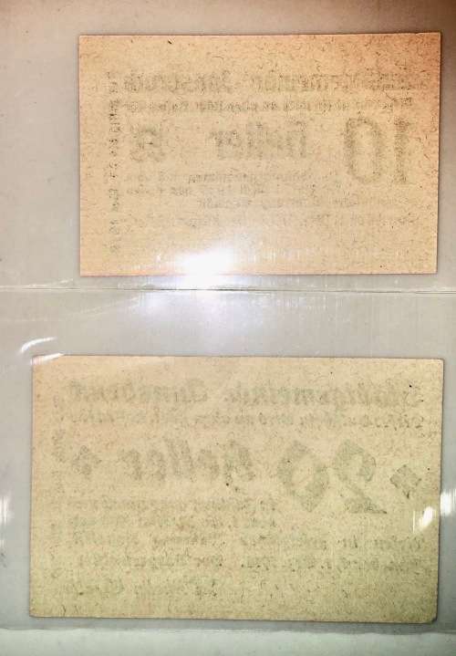 AUSTRIA SET,, 20 HELLER & 10 HELLER INNSBRUCK 1918 UNC  NOTGELD(EMERGENCY MONEY)