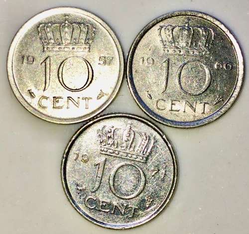NETHERLANDS 5 CENT 1957,66,71(1 BID TAKE ALL)