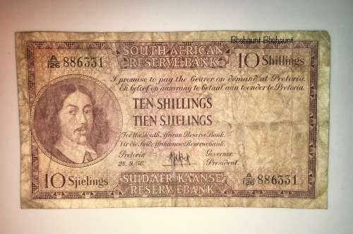 MH DE KOCK 10 SHILLINGS 1956-9-28