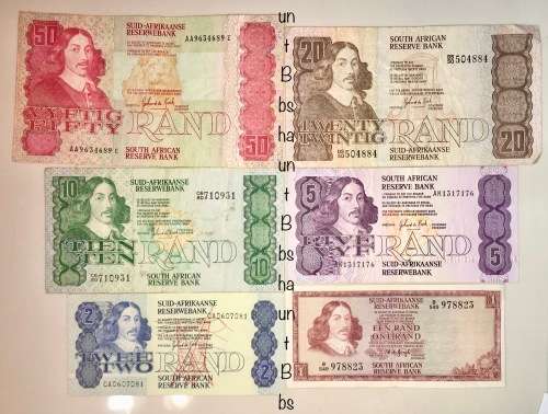 COMPLETE SET OF GPC DE KOCK & DECIMALS  R50 TO( R1 TW DE JONG 1975)-1980s (1 BID TAKES ALL)