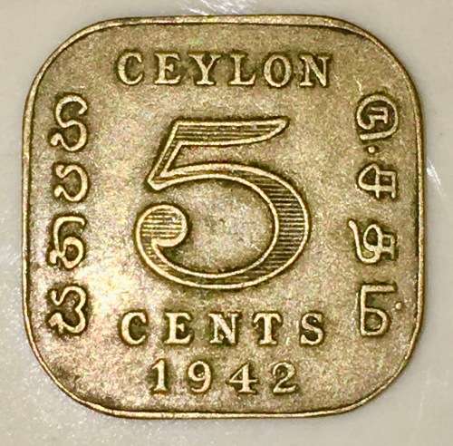 CEYLON ,,,,5 CENT 1942