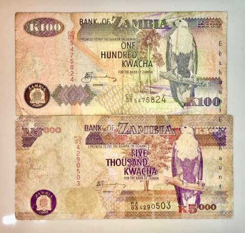 ZAMBIA SET 500 KWACHA  & 100 KW 2003 -2006