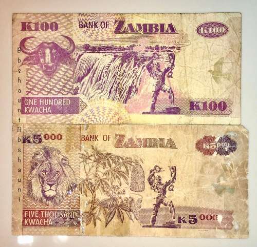 ZAMBIA SET 500 KWACHA  & 100 KW 2003 -2006