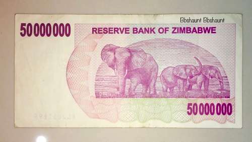 ZIMBABWE 50 MILLION DOLLARS 2008
