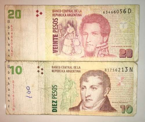 ARGENTINA 20 PESOS &10 PESOS (1 BID TAKE ALL)