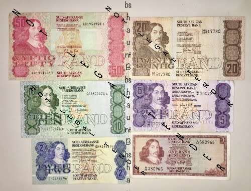COMPLETE SET OF GPC DE KOCK & DECIMALS  R50 TO( R1 TW DE JONG 1973)-1980s (1 BID TAKES ALL)