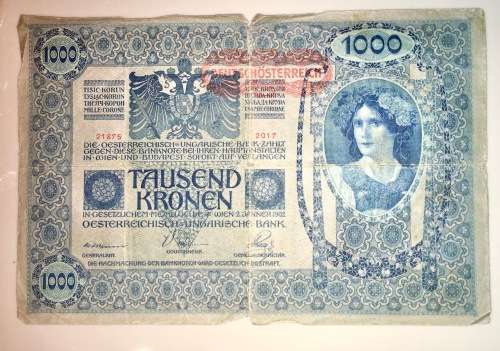 AUSTRIA 1000 KRONEN 1902 BIG NOTE