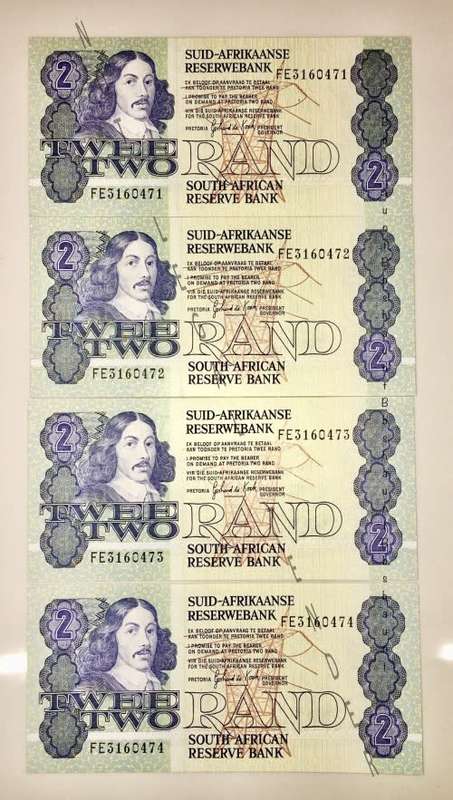 DE KOCK,,,X4,, R2 IN SEQUENCE FE3160474-471  UNC-AUNC(1 BID TAKES ALL)