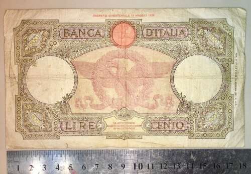 ITALY 100 LIRE 1931 BIG NOTE