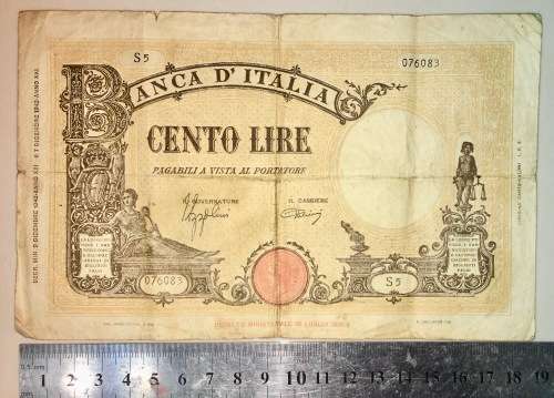 ITALY 100 LIRE 1942 BIG NOTE WW2