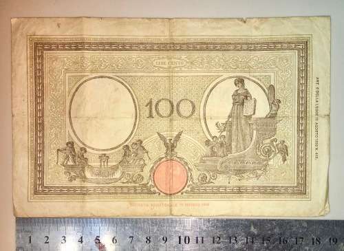 ITALY 100 LIRE 1942 BIG NOTE WW2