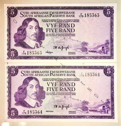 TW DE JONG X2 R5 IN SEQUENCE F175-185361-362-- 1967 FIRST ISSUE AFR/ENG ( 1 BID TAKES ALL)