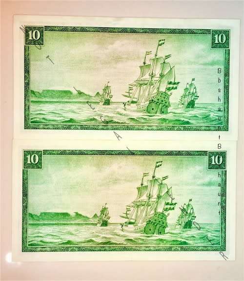 TW DE JONG R10 IN SEQUENCE C148-736174-175 AUNC 1967 THIRD ISSUE (1 BID TAKES ALL)