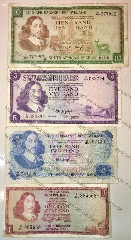 COMPLETE SET OF TW DE JONG & DECIMALS R10 -R1 ,,, 1967-1975( 1 BID TAKES ALL)