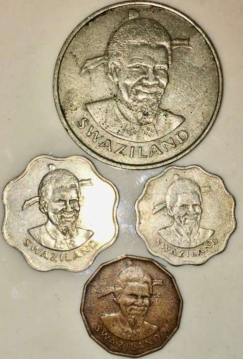 SWAZILAND SET X4,,,,1 EMALANGENI 19, 10 CENT 1979, 5 CENT 1975 & 1 CENT 1974 & 75 ( 1 BID TAKES ALL)