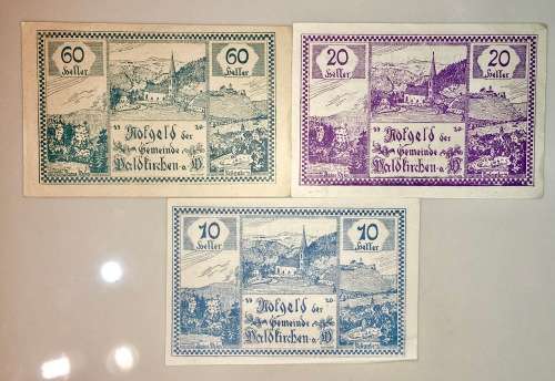 AUSTRIA SET ,,, 60 HELLER ,20 HELLER & 10 HELLER DALTFIRCHEN 1921 CRISP UNC NOTGELD(EMERGENCY MONEY)