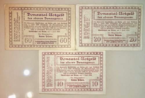 AUSTRIA SET ,,, 60 HELLER ,20 HELLER & 10 HELLER DALTFIRCHEN 1921 CRISP UNC NOTGELD(EMERGENCY MONEY)