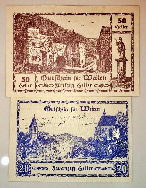 AUSTRIA SET ,,,50 HELLER & 20 HELLER WEITEN CRISP UNC1920 NOTGELD(EMERGENCY MONEY)