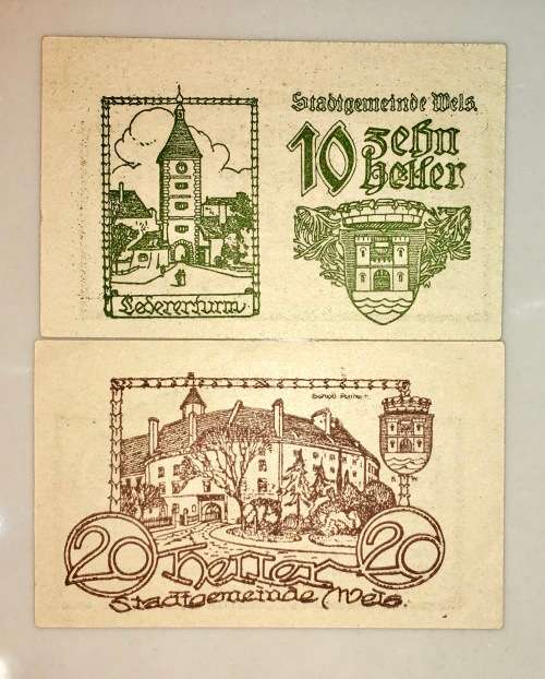 AUSTRIA SET ,,,20 HELLER & 10 HELLER MEIS CRISP UNC1920 NOTGELD(EMERGENCY MONEY)