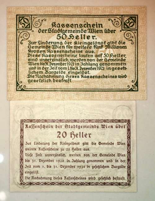 AUSTRIA SET ,,,50 HELLER & 20 HELLER KASSENSCHEIN 1920/21 NOTGELD(EMERGENCY MONEY)