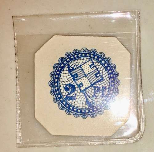 GERMANY,,2 PFENNIG WURZBURG 1920s ND(SCARCES-ON THICKER CARD 2.5CMX2,5CM)  NOTGELD (EMERGENCY MONEY)