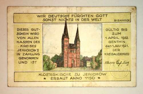 GERMANY,,25 PFENNIG JERICHOW 1922   NOTGELD (EMERGENCY MONEY)