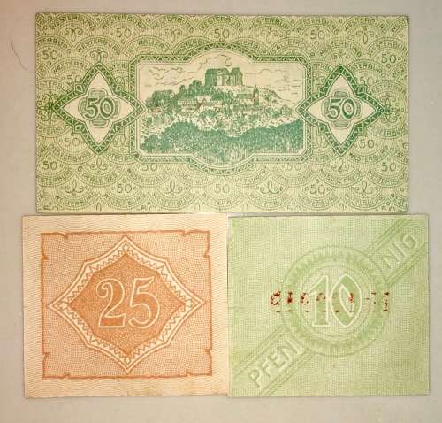 GERMANY SET,,,,50 PFENNIG,  25 PFENNIG & 10 PFENNIG WESTERBURG 1920 AUNC NOTGELD (EMERGENCY MONEY)