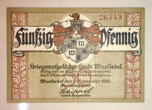 GERMANY  50 PFENNIG WUNSIEDEL 1918  CRISP UNC NOTGELD (EMERGENCY MONEY)